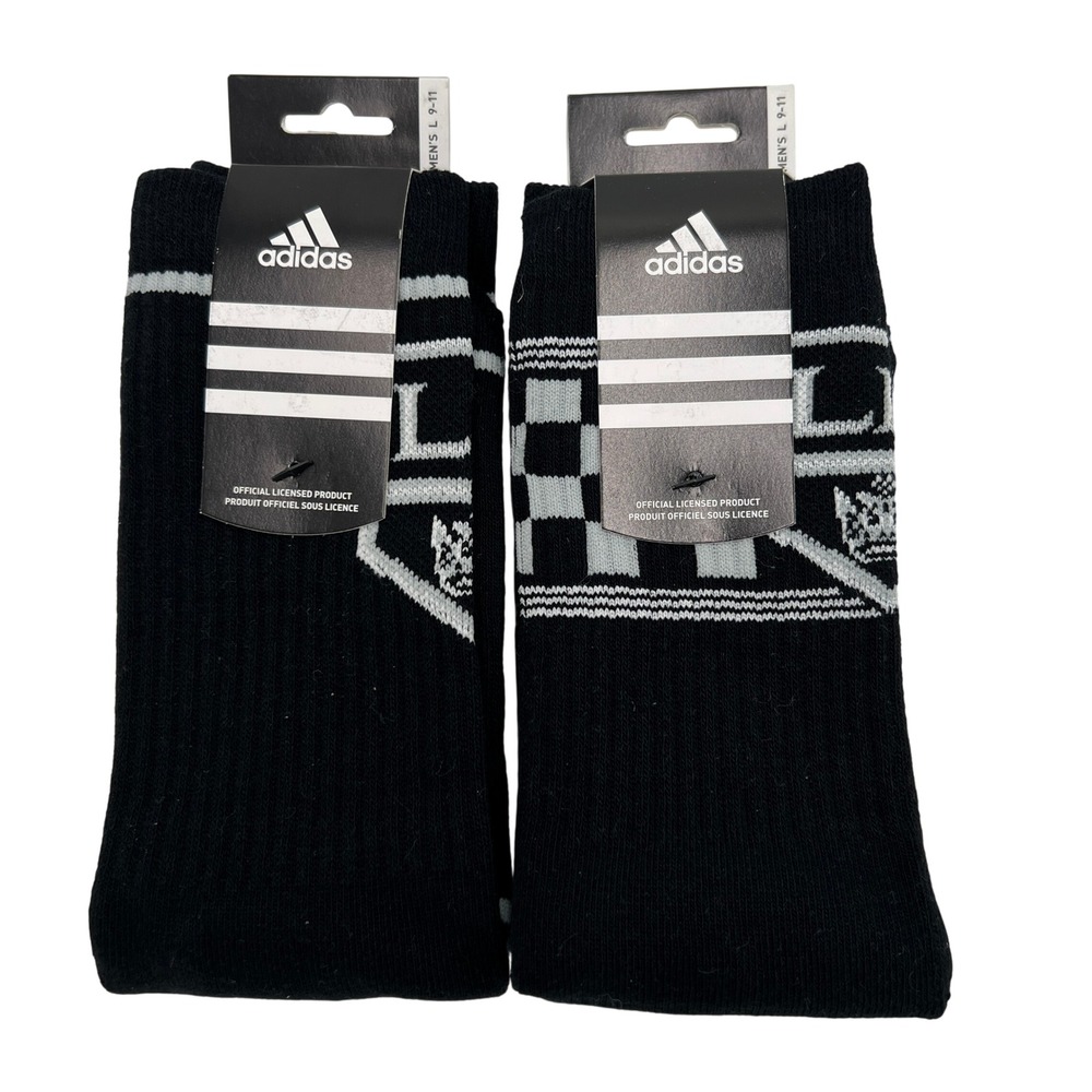 Adidas NHL Los Angeles Kings Crew Socks Mens Large Blackβ Silver New